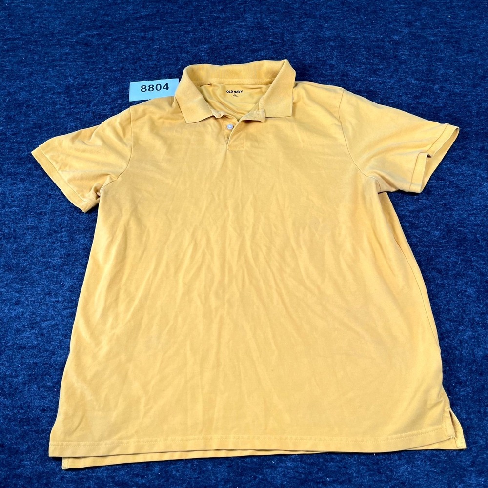 Old Navy Go Dry Polo Shirt Mens XL Yellow Cotton Side Slit Collared Golf Tennis